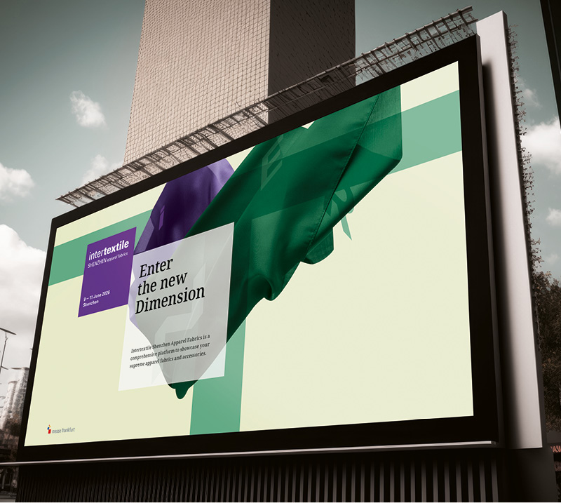 intertextile Shanghai Shenzhen Messe Frankfurt Hongkong Corporate Design Gestaltung Key Visual Art Direction Grafikdesign Kommunikationsdesign Typografie NECC