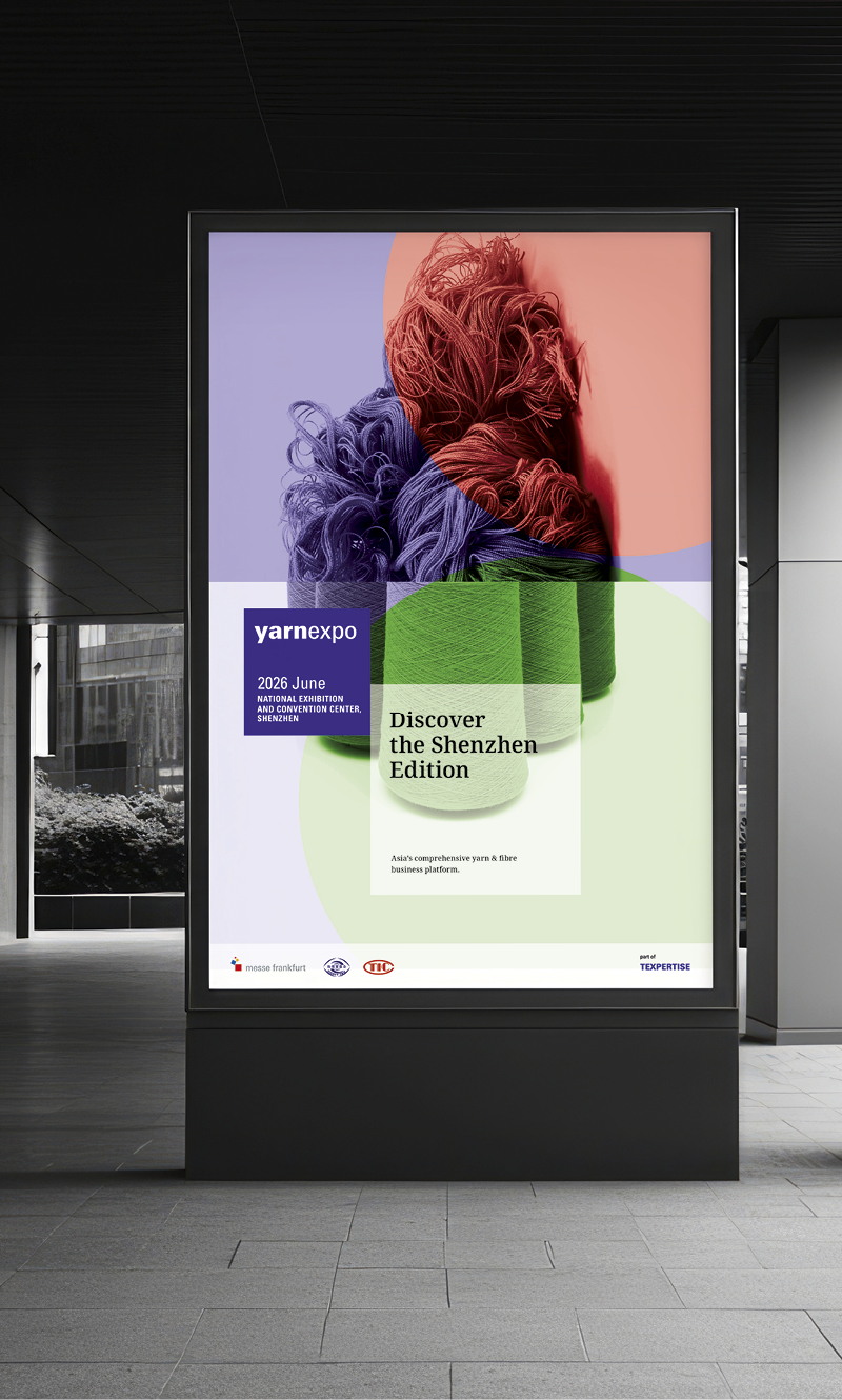 Yarn Expo Shanghai Shenzhen Messe Frankfurt Hongkong Saarbruecken Corporate Design Gestaltung Key Visual Art Direction Typografie Grafikdesign Kommunikationsdesign
